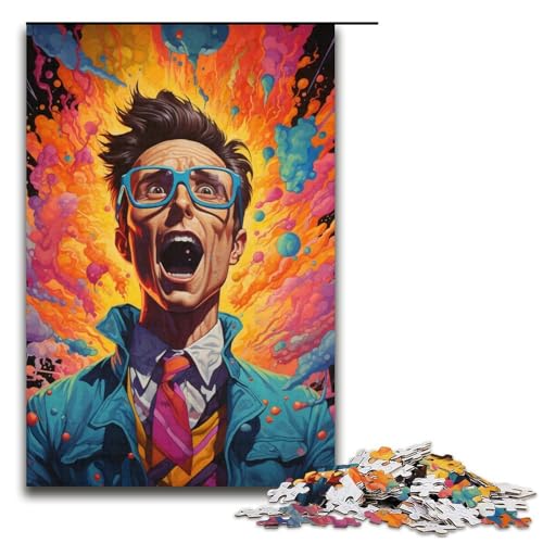 Puzzle für Erwachsene 1000 Teile farbenfrohes psychedelisches Mann-Puzzle Holzpuzzle Lernspiel Herausforderungsspielzeug 1000 Teile (38 x 26 cm) von mowenbingpeng