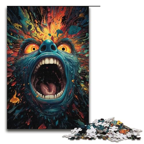 Puzzle für Erwachsene 1000 Teile farbenfrohes psychedelisches Monster-Puzzle Lernspiele für Zuhause DIY-Spielzeug tolles Geschenk für Spiele 1000 Teile (38 x 26 cm) von mowenbingpeng