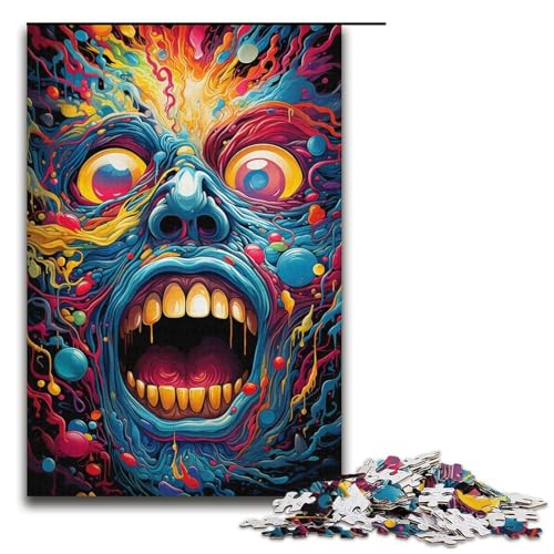 Puzzle für Erwachsene 1000 Teile farbenfrohes psychedelisches Monster-Puzzle Lernspiele für Zuhause DIY-Spielzeug tolles Geschenk für Spiele 1000 Teile (38 x 26 cm) von mowenbingpeng