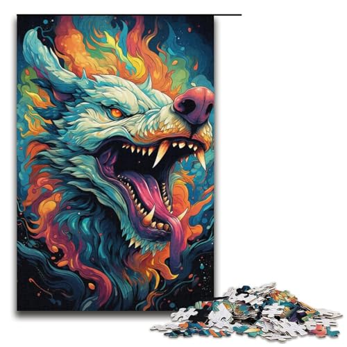 Puzzle für Erwachsene 1000 Teile farbenfrohes psychedelisches Monster-Puzzle Lernspiele für Zuhause DIY-Spielzeug tolles Geschenk für Spiele 1000 Teile (38 x 26 cm) von mowenbingpeng