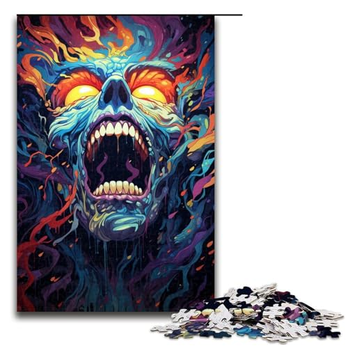 Puzzle für Erwachsene 1000 Teile farbenfrohes psychedelisches Monster-Puzzle Lernspiele für Zuhause DIY-Spielzeug tolles Geschenk für Spiele 1000 Teile (75 x 50 cm) von mowenbingpeng