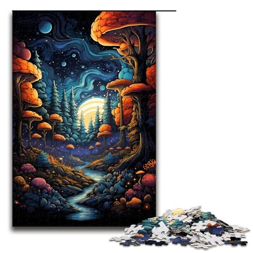 Puzzle für Erwachsene 1000 Teile farbenfrohes psychedelisches Nacht-Puzzle Lernspiele für Zuhause DIY-Spielzeug tolles Geschenk für Spiele 1000 Teile (75 x 50 cm) von mowenbingpeng