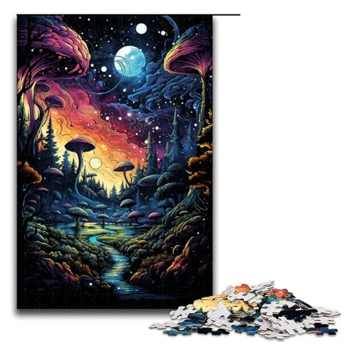 Puzzle für Erwachsene 1000 Teile farbenfrohes psychedelisches Nacht-Puzzle Lernspiele für Zuhause DIY-Spielzeug tolles Geschenk für Spiele 1000 Teile (75 x 50 cm) von mowenbingpeng