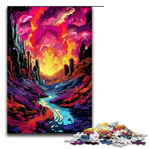 Puzzle für Erwachsene 1000 Teile farbenfrohes psychedelisches Salzbergwerk Holzpuzzle für Kinder Lernspiel 1000 Teile (75 x 50 cm) von mowenbingpeng