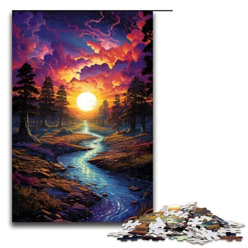 Puzzle für Erwachsene 1000 Teile farbenfrohes psychedelisches Sonnenuntergangs-Puzzle Heimdekoration Spielzeug Geschenk für die ganze Familie 1000 Teile (75 x 50 cm) von mowenbingpeng
