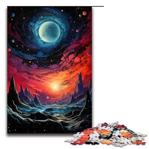Puzzle für Erwachsene 1000 Teile farbenfrohes psychedelisches Sternenplateau-Universum Familien-Holzpuzzle Lernspiel Herausforderungsspielzeug 1000 Teile (75 x 50 cm) von mowenbingpeng