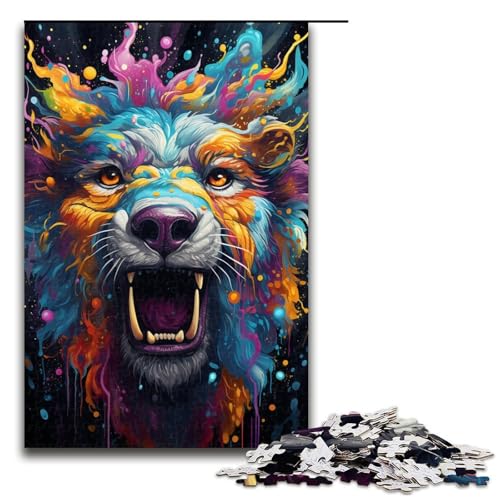 Puzzle für Erwachsene 1000 Teile farbenfrohes psychedelisches Tier-Puzzle Lernspiele für Zuhause DIY-Spielzeug tolles Geschenk für Spiele 1000 Teile (75 x 50 cm) von mowenbingpeng