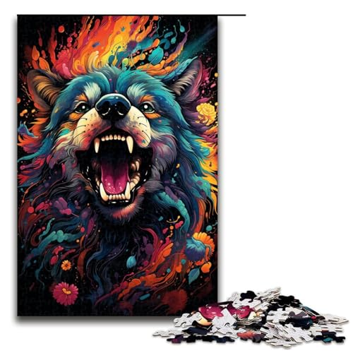 Puzzle für Erwachsene 1000 Teile farbenfrohes psychedelisches Tier-Puzzle Lernspiele für Zuhause DIY-Spielzeug tolles Geschenk für Spiele 1000 Teile (75 x 50 cm) von mowenbingpeng