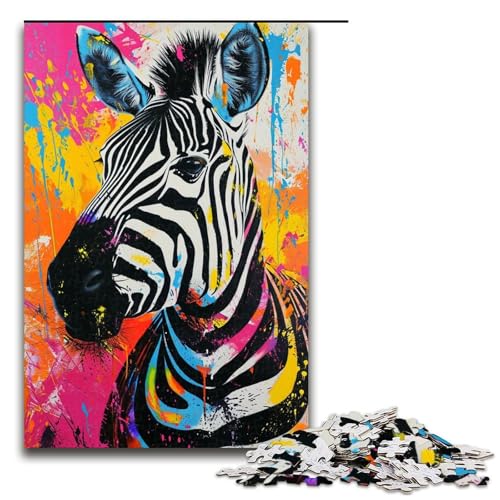 Puzzle für Erwachsene 1000 Teile farbenfrohes psychedelisches Tier-Zebra-Puzzle Geburtstagsgeschenk Geschenke für Teenager ab 14 Jahren 1000 Teile (75 x 50 cm) von mowenbingpeng