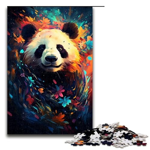 Puzzle für Erwachsene 1000 Teile farbenfrohes psychedelisches Tierpanda-Puzzle Lernspiele für Zuhause DIY-Spielzeug tolles Geschenk für Spiele 1000 Teile (75 x 50 cm) von mowenbingpeng