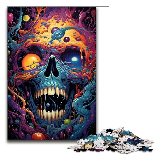 Puzzle für Erwachsene 1000 Teile farbenfrohes psychedelisches Totenkopf-Puzzle Geburtstagsgeschenk für Teenager ab 14 Jahren 1000 Teile (75 x 50 cm) von mowenbingpeng