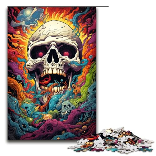 Puzzle für Erwachsene 1000 Teile farbenfrohes psychedelisches Totenkopf-Puzzle Lernspiele für Zuhause DIY-Spielzeug tolles Geschenk für Spiele 1000 Teile (75 x 50 cm) von mowenbingpeng