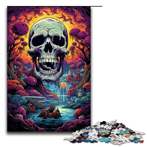 Puzzle für Erwachsene 1000 Teile farbenfrohes psychedelisches Totenkopf-Puzzle für Erwachsene Holzpuzzle Familienspiele Weihnachts- und Geburtstagsgeschenke 1000 Teile (75 x 50 cm) von mowenbingpeng