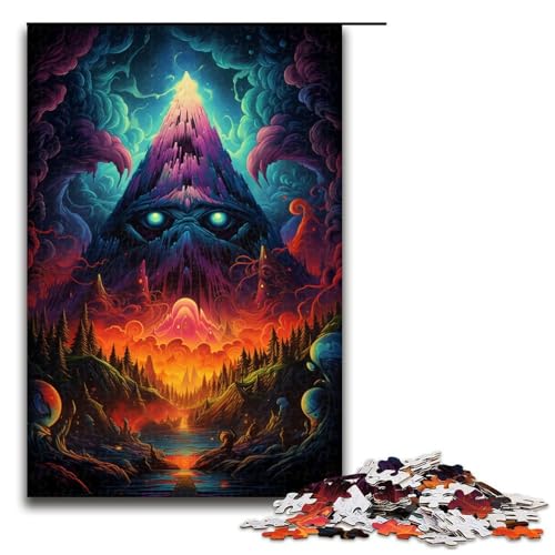 Puzzle für Erwachsene 1000 Teile farbenfrohes psychedelisches Vulkan-Puzzle Spiele Spielzeug Geschenk geeignet für die Schreibtischdekoration 1000 Teile (75 x 50 cm) von mowenbingpeng