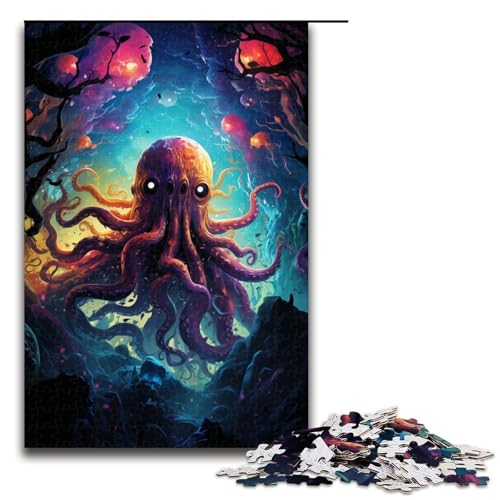 Puzzle für Erwachsene 1000 Teile farbenfrohes psychedelisches Weltraum-Oktopus-Malpuzzle für Erwachsene Holzpuzzles Familienspiele Weihnachts- und Geburtstagsgeschenke 1000 Teile (75 x 50 cm) von mowenbingpeng