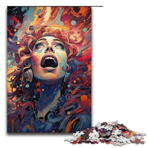 Puzzle für Erwachsene 1000 Teile farbenfrohes psychedelisches Weltraummädchen Puzzlespiele Spielzeug Geschenk geeignet für die Schreibtischdekoration 1000 Teile (38 x 26 cm) von mowenbingpeng