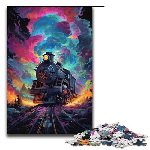 Puzzle für Erwachsene 1000 Teile farbenfrohes psychedelisches Zug-Puzzle Lernspiele für Zuhause DIY-Spielzeug tolles Geschenk für Spiele 1000 Teile (38 x 26 cm) von mowenbingpeng