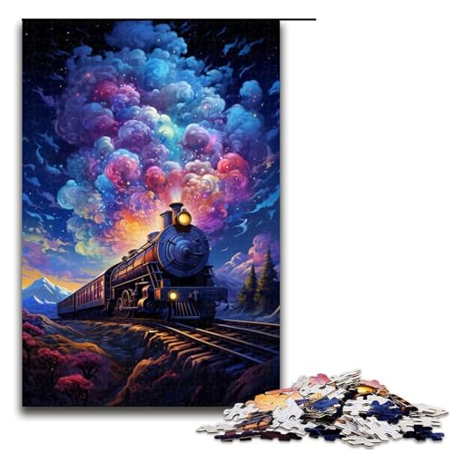 Puzzle für Erwachsene 1000 Teile farbenfrohes psychedelisches Zug-Puzzle Lernspiele für Zuhause DIY-Spielzeug tolles Geschenk für Spiele 1000 Teile (75 x 50 cm) von mowenbingpeng