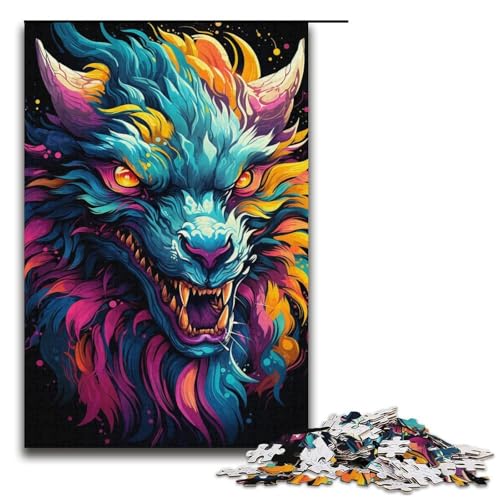 Puzzle für Erwachsene 1000 Teile farbenfrohes psychedelisches asiatisches Drachen-Puzzle jedes Teil ist einzigartig – anspruchsvolles Familienspiel 1000 Teile (38 x 26 cm) von mowenbingpeng