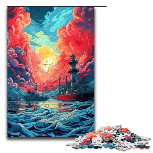 Puzzle für Erwachsene 1000 Teile farbenfrohes und psychedelisches Seekreuzfahrt-Familien-Holzpuzzle Lernspiel Herausforderungsspielzeug 1000 Teile (75 x 50 cm) von mowenbingpeng