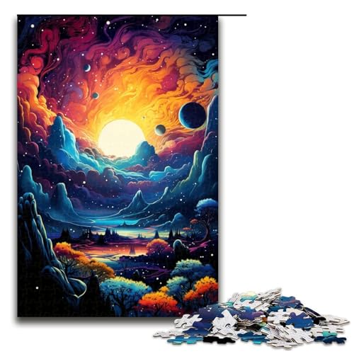 Puzzle für Erwachsene 1000 Teile farbenfrohes und psychedelisches Universum Puzzlespiel lustiges Spielzeug 1000 Teile (75 x 50 cm) von mowenbingpeng