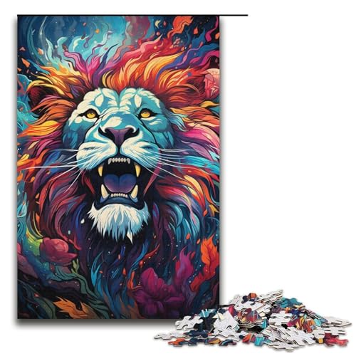 Puzzle für Erwachsene 1000 Teile farbenfrohes wütendes Löwen-Puzzle Lernspiele für Zuhause DIY-Spielzeug tolles Geschenk für Spiele 1000 Teile (38 x 26 cm) von mowenbingpeng
