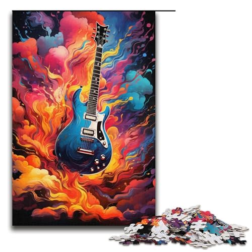 Puzzle für Erwachsene 1000 Teile farbige Gitarre Holzpuzzle 1000 Teile (38 x 26 cm) von mowenbingpeng