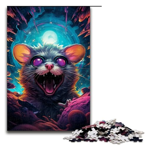 Puzzle für Erwachsene 1000 Teile farbige Maus Holzpuzzle für Kinder Lernspiel 1000 Teile (75 x 50 cm) von mowenbingpeng