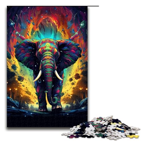Puzzle für Erwachsene 1000 Teile farbiges Elefanten-Puzzle Lernspiele für Zuhause DIY-Spielzeug tolles Geschenk für Spiele 1000 Teile (75 x 50 cm) von mowenbingpeng