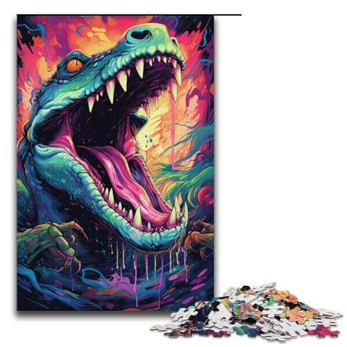 Puzzle für Erwachsene 1000 Teile farbiges Krokodil Puzzlespiel lustiges Spielzeug 1000 Teile (38 x 26 cm) von mowenbingpeng