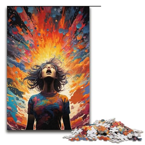 Puzzle für Erwachsene 1000 Teile farbiges Mädchen-Puzzle Holzpuzzle Lernspiel Herausforderungsspielzeug 1000 Teile (38 x 26 cm) von mowenbingpeng