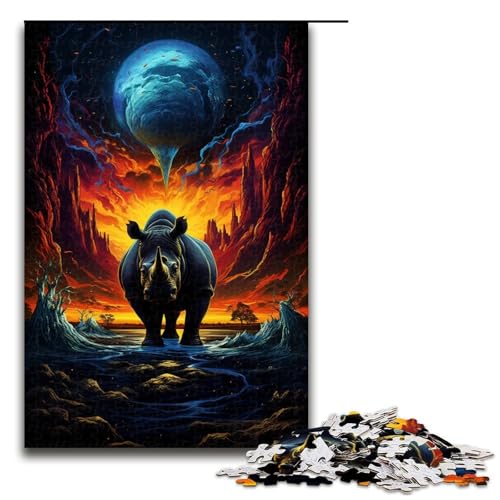 Puzzle für Erwachsene 1000 Teile farbiges Nashorn Puzzle Spiele Spielzeug Geschenk geeignet für die Schreibtischdekoration 1000 Teile (75 x 50 cm) von mowenbingpeng