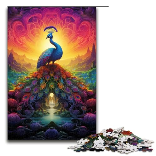 Puzzle für Erwachsene 1000 Teile farbiges Pfauenpuzzle Holzpuzzle Lernspiel Herausforderungsspielzeug 1000 Teile (75 x 50 cm) von mowenbingpeng