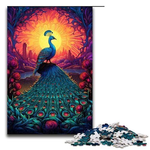 Puzzle für Erwachsene 1000 Teile farbiges Pfauenpuzzle Holzpuzzle Lernspiel Herausforderungsspielzeug 1000 Teile (75 x 50 cm) von mowenbingpeng