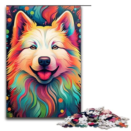 Puzzle für Erwachsene 1000 Teile farbiges Samojeden-Puzzle Holzpuzzle Lernspiel Herausforderungsspielzeug 1000 Teile (75 x 50 cm) von mowenbingpeng