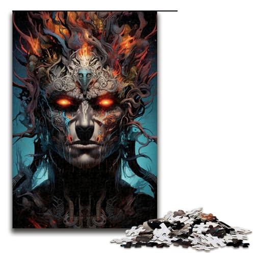 Puzzle für Erwachsene 1000 Teile farbiges Skelett-Krieger-Holzpuzzle 1000 Teile (75 x 50 cm) von mowenbingpeng