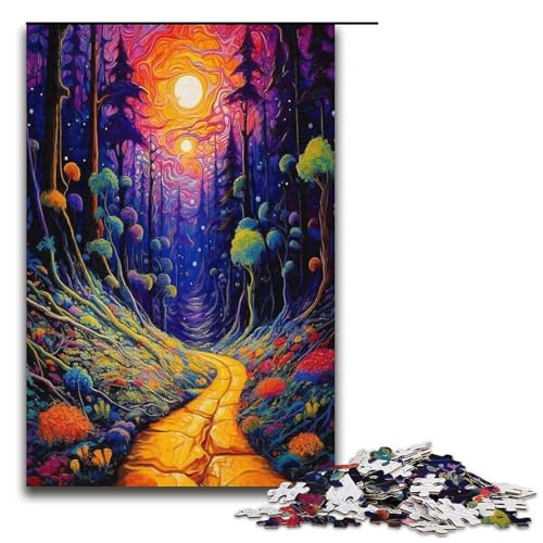 Puzzle für Erwachsene 1000 Teile gelbe Ziegelsteinstraße Holzpuzzle für Erwachsene Familienspiele Weihnachts und Geburtstagsgeschenke 1000 Teile (38 x 26 cm) von mowenbingpeng