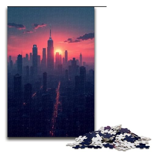 Puzzle für Erwachsene 1000 Teile gewundenes Skyline-Puzzle Holzpuzzle Lernspiel Herausforderungsspielzeug 1000 Teile (75 x 50 cm) von mowenbingpeng