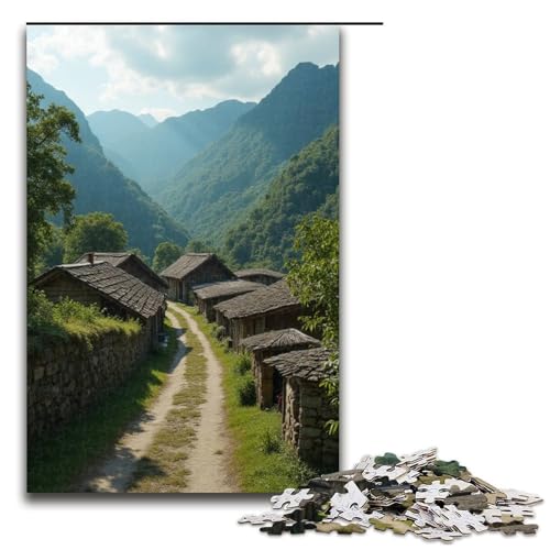 Puzzle für Erwachsene 1000 Teile kleines Dorf-Puzzle für Erwachsene Holzpuzzles Familienspiele Weihnachts- und Geburtstagsgeschenke 1000 Teile (75 x 50 cm) von mowenbingpeng