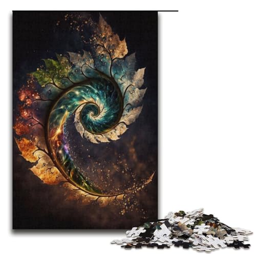 Puzzle für Erwachsene 1000 Teile kosmisches Spiralblatt-Papierpuzzle für Kinder Lernspiel 1000 Teile (38 x 26 cm) von mowenbingpeng