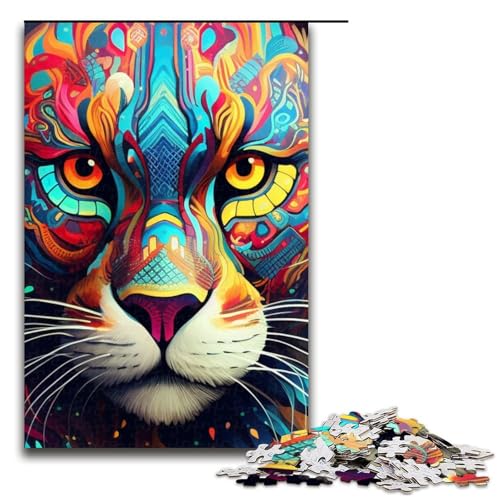 Puzzle für Erwachsene 1000 Teile psychedelische Katze Puzzle Spiele Spielzeug Geschenk geeignet für die Schreibtischdekoration 1000 Teile (75 x 50 cm) von mowenbingpeng