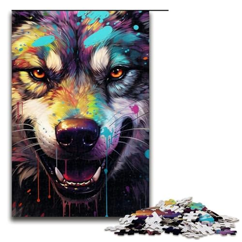 Puzzle für Erwachsene 1000 Teile psychedelische Kunst Wolf Puzzle Lernspiele für Zuhause DIY-Spielzeug tolles Geschenk für Spiele 1000 Teile (75 x 50 cm) von mowenbingpeng