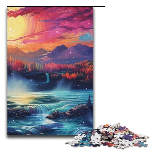 Puzzle für Erwachsene 1000 Teile psychedelische Niagarafälle bei Nacht Puzzlespiele Spielzeug Geschenk geeignet als Schreibtischdekoration 1000 Teile (38 x 26 cm) von mowenbingpeng