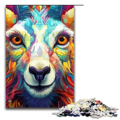 Puzzle für Erwachsene 1000 Teile psychedelische Ziegen-Puzzles Spiele Spielzeug Geschenk geeignet für die Schreibtischdekoration 1000 Teile (75 x 50 cm) von mowenbingpeng