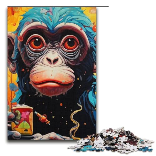 Puzzle für Erwachsene 1000 Teile psychedelisches Affenbaby Puzzle Lernspiele für Zuhause DIY-Spielzeug tolles Geschenk für Spiele 1000 Teile (38 x 26 cm) von mowenbingpeng