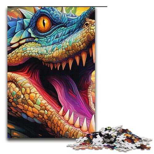 Puzzle für Erwachsene 1000 Teile psychedelisches Nilkrokodil Puzzlespiel lustiges Spielzeug 1000 Teile (38 x 26 cm) von mowenbingpeng