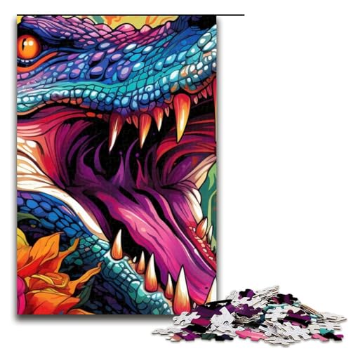Puzzle für Erwachsene 1000 Teile psychedelisches Nilkrokodil Puzzlespiele Spielzeug Geschenk geeignet für die Schreibtischdekoration 1000 Teile (75 x 50 cm) von mowenbingpeng