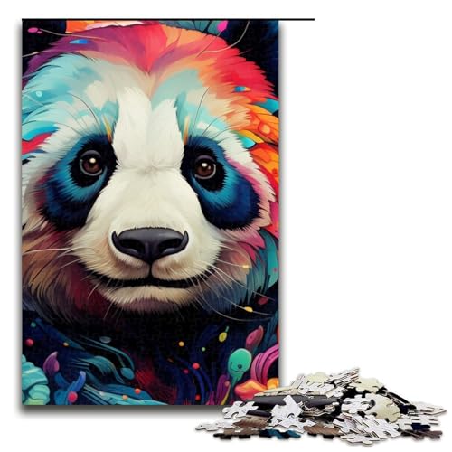 Puzzle für Erwachsene 1000 Teile psychedelisches Panda-Muster zum Zusammenbauen hilft dem Gehirn süchtig machendes Spielzeug zur Förderung der Geduld 1000 Teile (75 x 50 cm) von mowenbingpeng