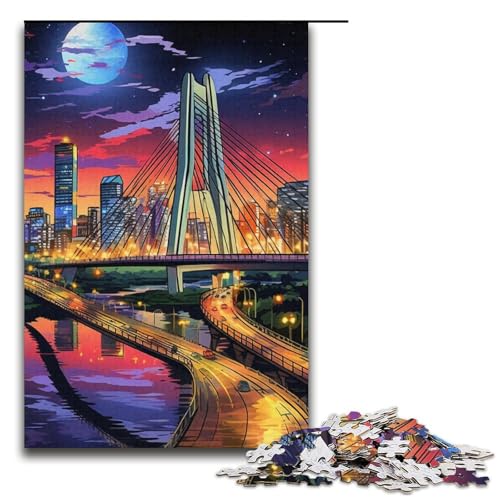 Puzzle für Erwachsene 1000 Teile psychedelisches Stadtbild Puzzle Spiele Spielzeug Geschenk geeignet für die Schreibtischdekoration 1000 Teile (38 x 26 cm) von mowenbingpeng