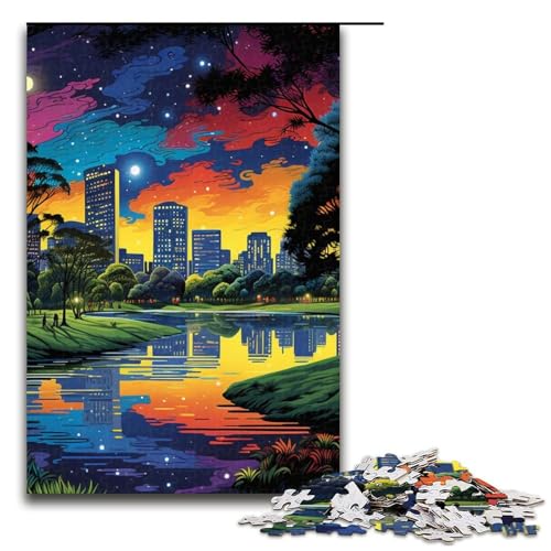 Puzzle für Erwachsene 1000 Teile psychedelisches Stadtbild Puzzlespiel lustiges Spielzeug 1000 Teile (75 x 50 cm) von mowenbingpeng